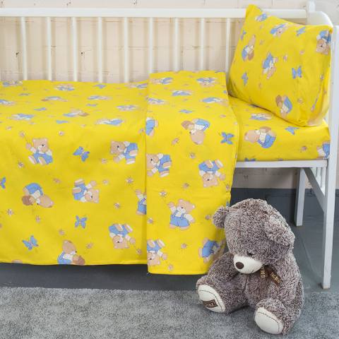 Постельное бельё для новорождённых (магазин) Постельное белье в детскую кроватку «За медом» (цвет желтый)