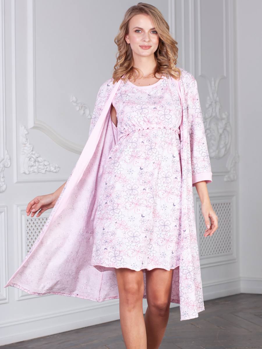 Сорочка для беременных и кормящих «Ника» (светло-розовый) — магазин dt-37.ru