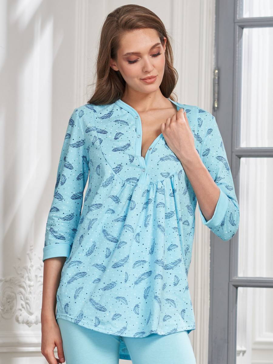 Пижама для беременных и кормящих «Виктория» (бирюза) — магазин dt-37.ru