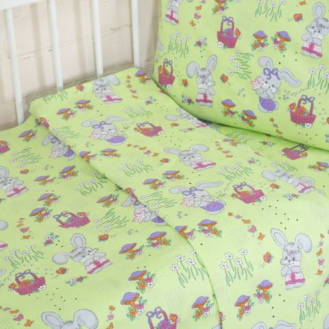Постельное белье в детскую кроватку «Лесная сказка» (цвет зеленый) — магазин dt-37.ru
