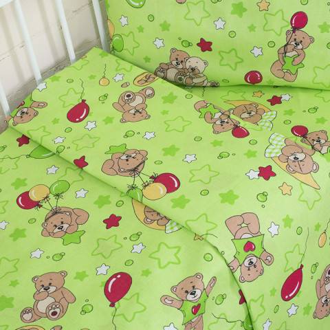 Постельное белье в детскую кроватку «Мишки » (цвет зеленый) — магазин dt-37.ru