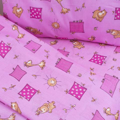 Детское постельное бельё «Жирафики» (цвет розовый) — магазин dt-37.ru