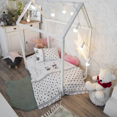 Набор постельного белья в детскую кроватку «Лесные друзья» (серый) — магазин dt-37.ru