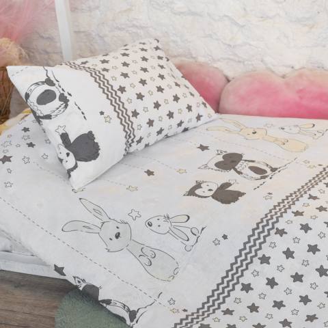 Набор постельного белья в детскую кроватку «Лесные друзья» (серый) — магазин dt-37.ru