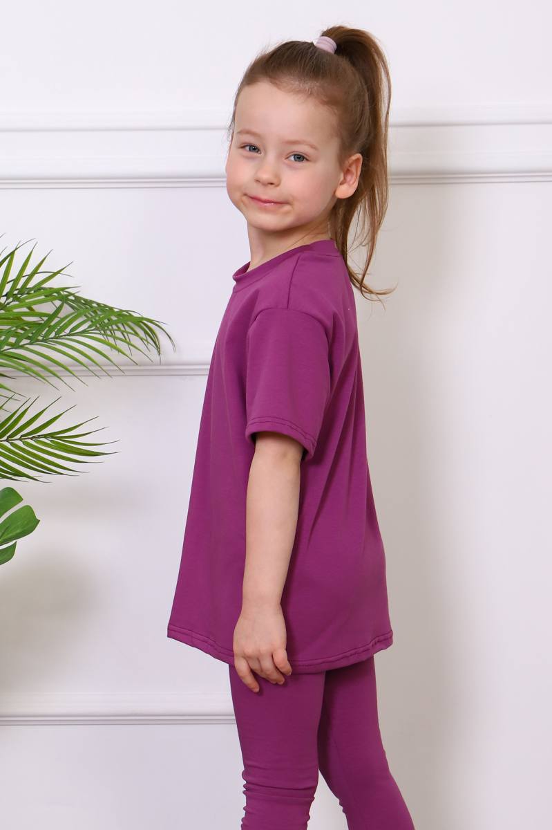 Костюм для девочки «Мимоза» футболка и легинсы (лиловый) — магазин dt-37.ru