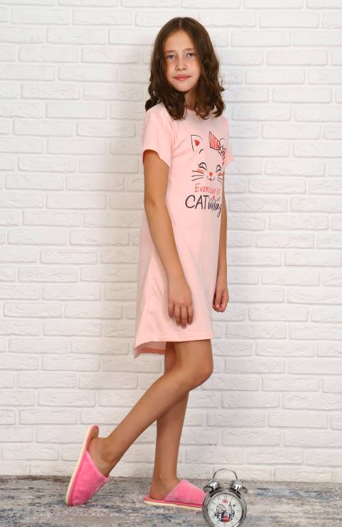 Ночная сорочка для девочек «Китти» (интерлок) — магазин dt-37.ru