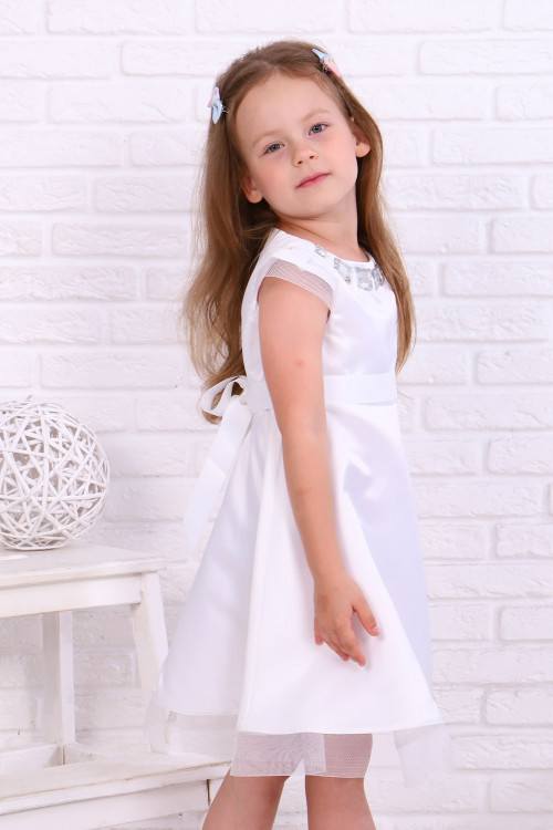 Платье «Мадам» белое (атлас) — магазин dt-37.ru