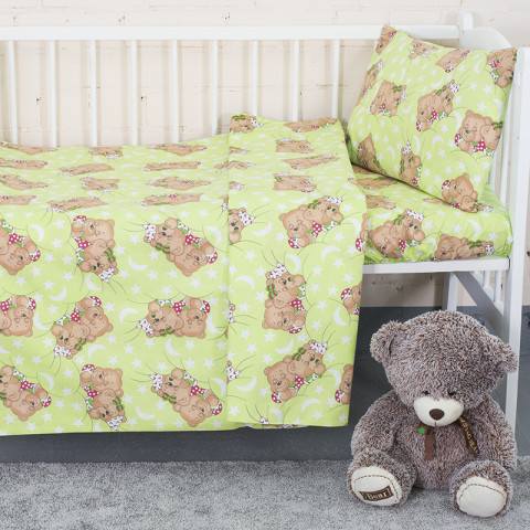 Постельное бельё для новорождённых (магазин) Постельное белье в детскую кроватку «Соня» (цвет зеленый)