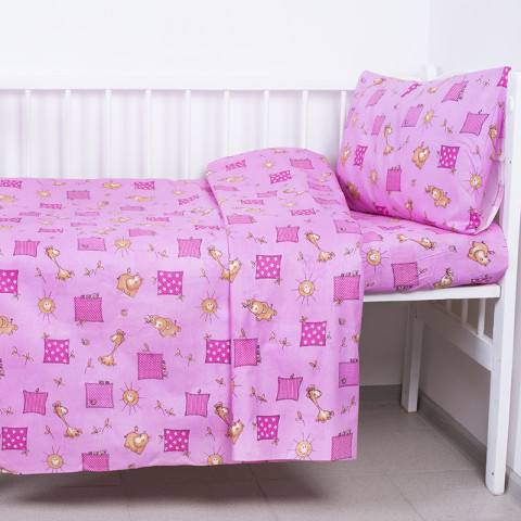 Постельное бельё для новорождённых (магазин) Детское постельное бельё «Жирафики» (цвет розовый)