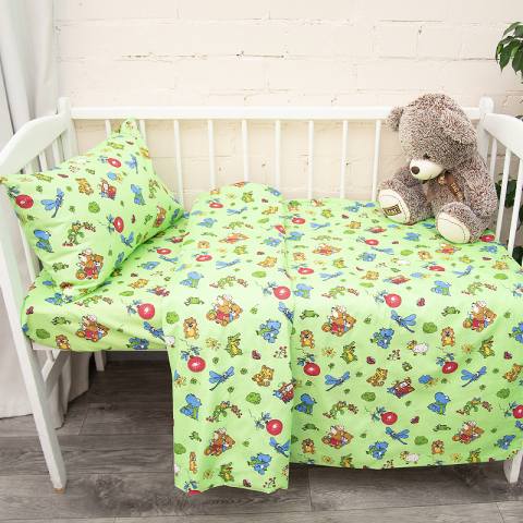 Постельное бельё для новорождённых (магазин) Детское постельное бельё «Зоопарк» (цвет зеленый)