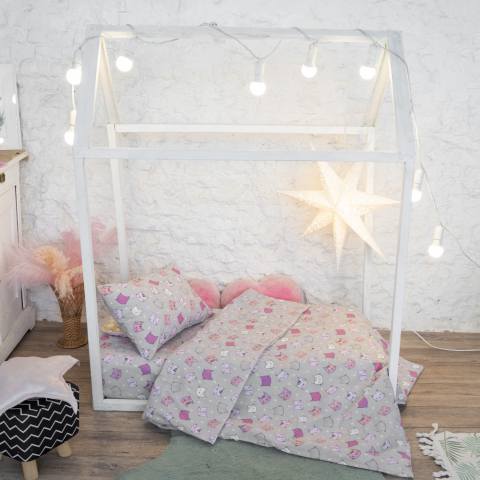Набор постельного белья в детскую кроватку «Котики» (розовый) — магазин dt-37.ru