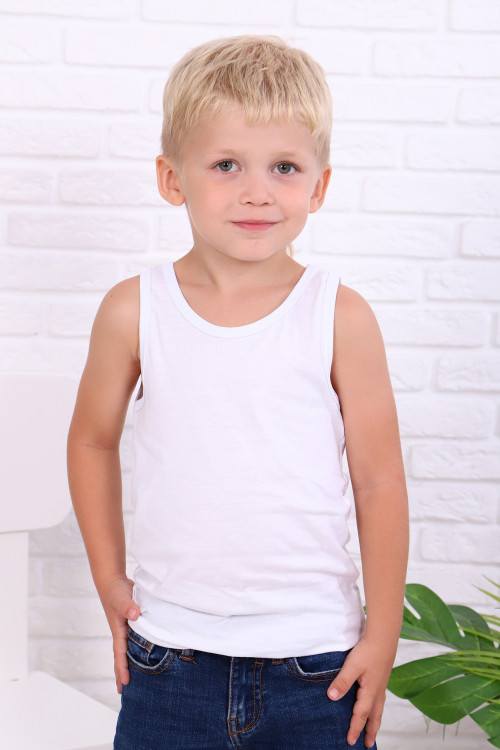 Майка для мальчиков однотонная белая (хлопок) — магазин dt-37.ru