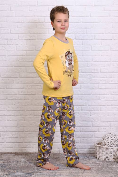 Пижамы для мальчиков (магазин) Пижама для мальчиков «Спорт» (жёлтый, футер)