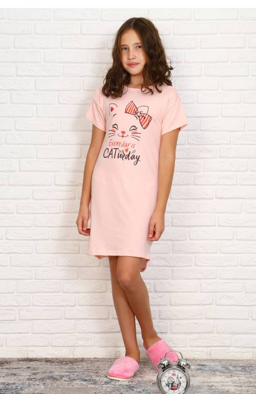 Пижамы, сорочки для девочек (магазин) Ночная сорочка для девочек «Китти» (интерлок)